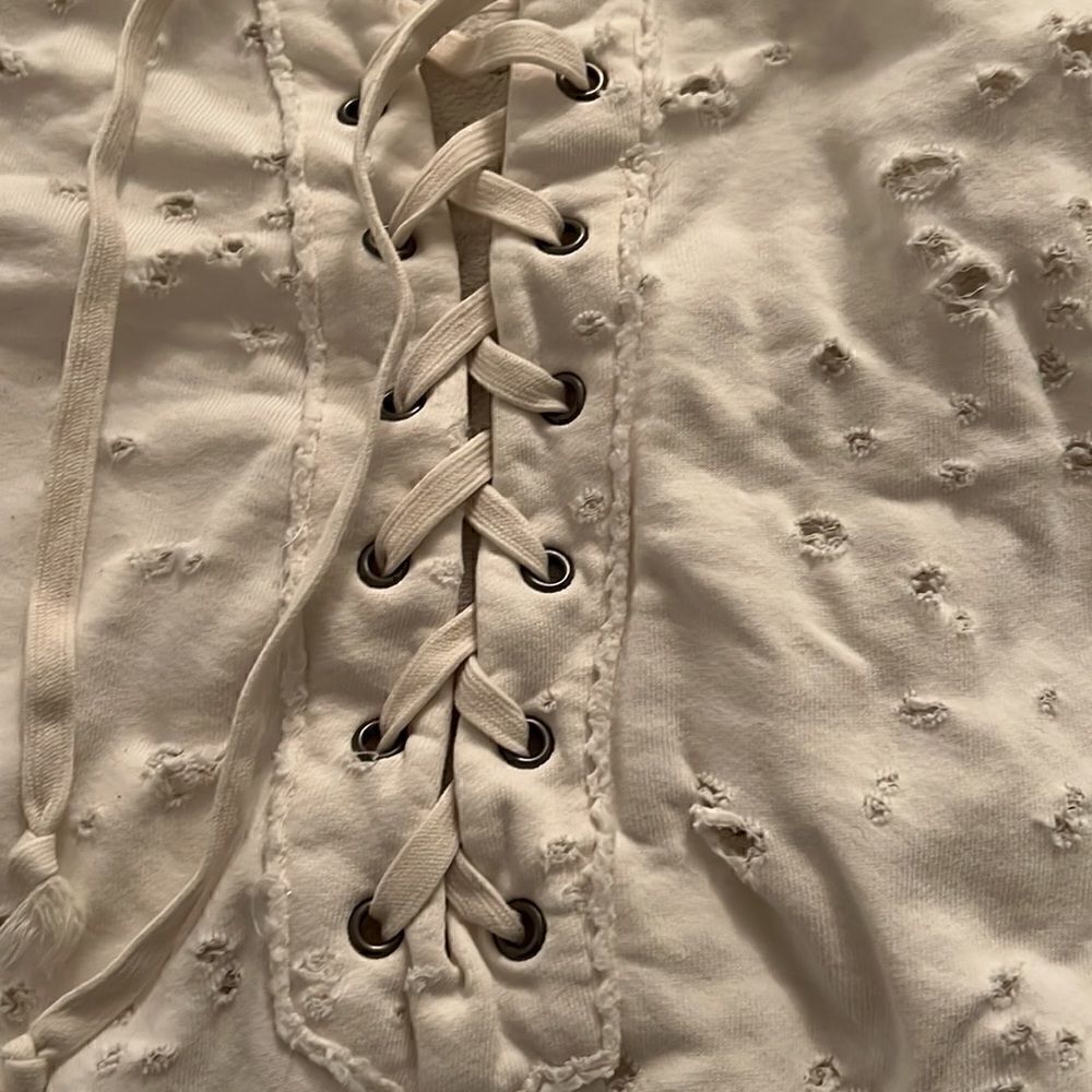 NSF Distressed Lace Up Pullover XS - Picture 3 of 4